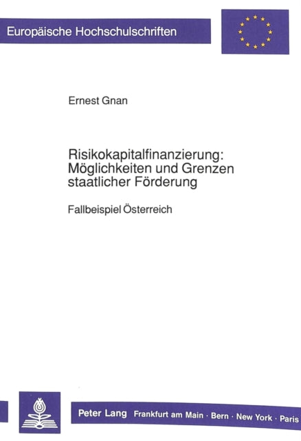 Book cover of: Risikokapitalfinanzierung: Moeglichkeiten und Grenzen staatlicher Foerderung