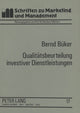 Book cover of: Qualitaetsbeurteilung investiver Dienstleistungen