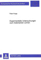 Book cover of: Experimentelle Untersuchungen zum motorischen Lernen