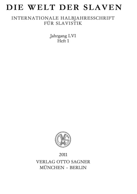 Book cover of: Die Welt der Slaven. Jahrgang LVI (2011) Heft 1