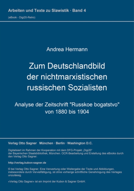 Book cover of: Zum Deutschlandbild der nichtmarxistischen russischen Sozialisten. By: Andrea Hermann