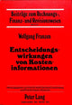 Book cover of: Entscheidungswirkungen von Kosteninformationen