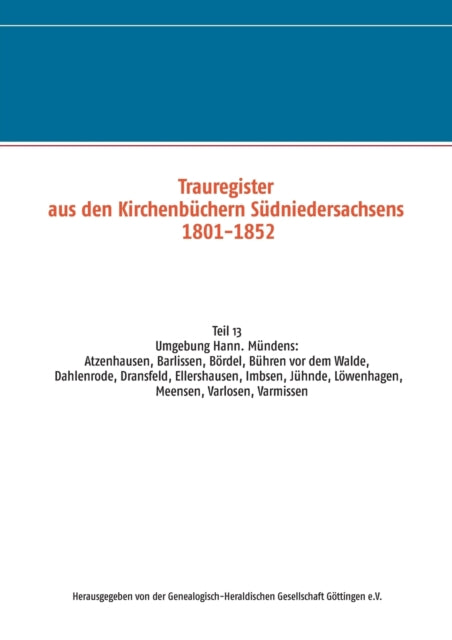 Book cover of: Trauregister aus den Kirchenbuchern Sudniedersachsens 1801-1852
