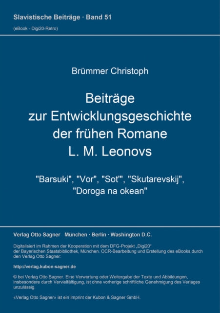Book cover of: Beitraege zur Entwicklungsgeschichte der fruehen Romane L. M. Leonovs