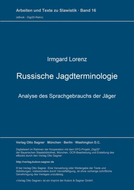 Book cover of: Russische Jagdterminologie