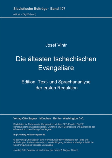 Book cover of: Die aeltesten tschechischen Evangeliare