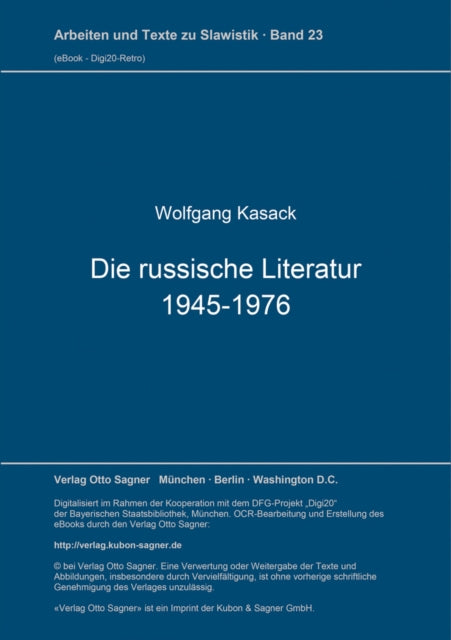Book cover of: Die russische Literatur 1945-1976