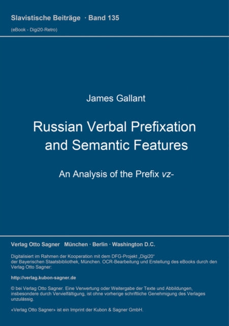 Book cover of: Russian Verbal Prefixation and Semantic Features