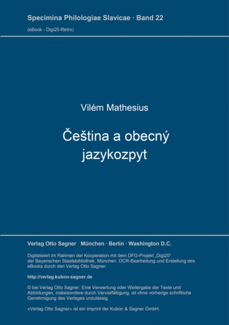 Book cover of: Cestina a obecny jazykozpyt. By: Vilém Mathesius
