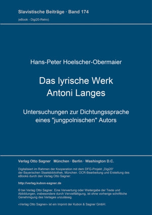 Das lyrische Werk Antoni Langes