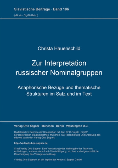 Book cover of: Zur Interpretation russischer Nominalgruppen
