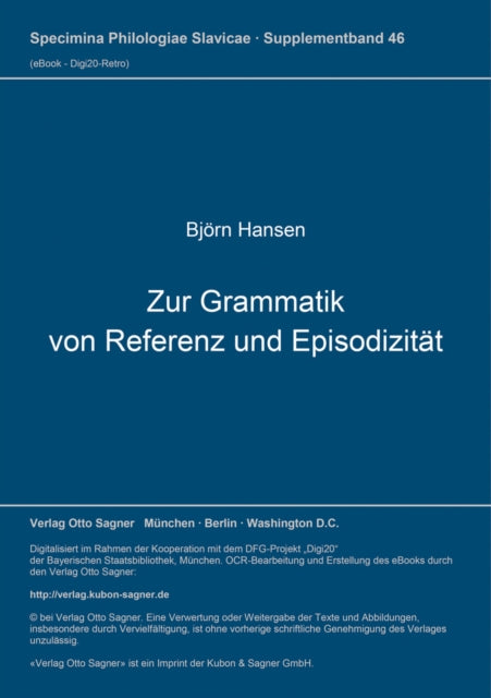Book cover of: Zur Grammatik von Referenz und Episodizitaet