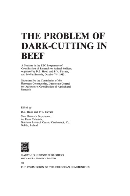 Book cover of: Problem of Dark-Cutting in Beef. By: D.E. Hood