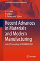 Book cover of: Recent Advances in Materials and Modern Manufacturing. By: I. A. Palani
