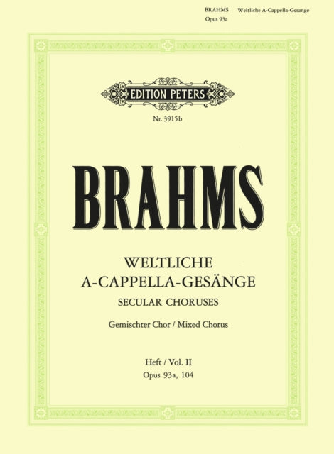 Book cover of: Secular Choruses Opp.93a, 104