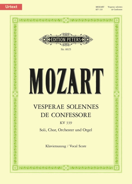 Vesperae solennes de Confessore K.339 (Vocal Score)