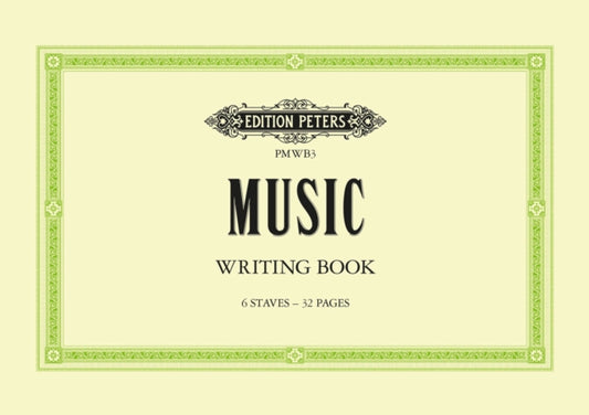 Book cover of: Music Writing Book: A5 landscape 6-stave