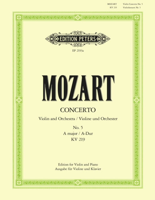Book cover of: Concerto No. 5 in A K219