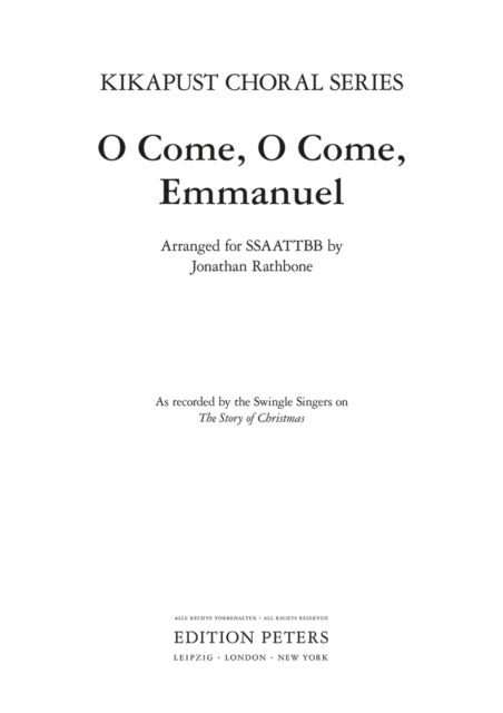 Book cover of: O Come, O Come, Emmanuel